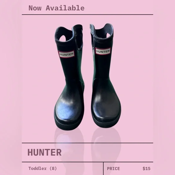 Hunter Kids Rain Boots Waterproof Handle Toddler Size 8 - Picture 1 of 5